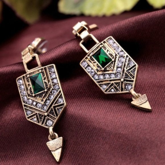 Two Tones Vintage Gold Earrings - Picture 5 of 6